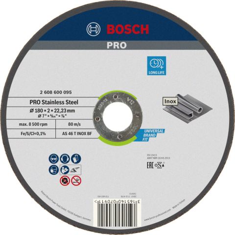 Bosch PRO Stainless Steel rezna ploča 180x2 mm AS 46 T INOX BF oSa ravna (2608600095)
