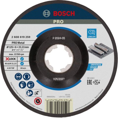Bosch PRO Metal X-LOCK brusna ploča 125x6 mm A 30 T BF oSa (2608619259)