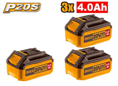 Set akumulatora - baterija 20V; 3 x 4,0Ah INGCO COSLI251296E