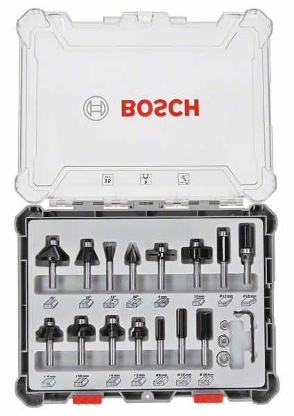 Bosch komplet raznih glodala, 15 komada, prihvat od 8 mm - 2607017472
