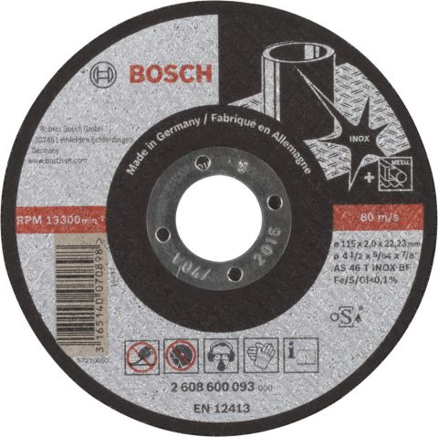 Bosch rezna ploča ravna Expert for Inox AS 46 T INOX BF, 115 mm, 2,0 mm - 2608600093