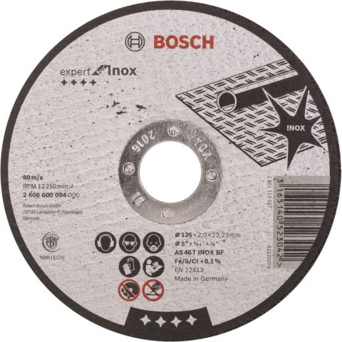 Bosch rezna ploča ravna Expert for Inox AS 46 T INOX BF, 125 mm, 2,0 mm - 2608600094