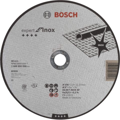 Bosch rezna ploča ravna Expert for Inox AS 46 T INOX BF, 230 mm, 2,0 mm - 2608600096