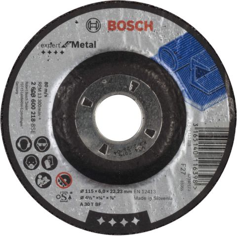 Bosch brusna ploča ispupčena Expert for Metal A 30 T BF, 115 mm, 6,0 mm - 2608600218