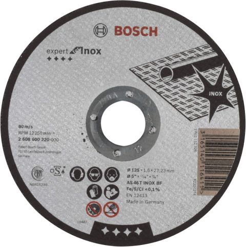 Bosch rezna ploča ravna Expert for Inox AS 46 T INOX BF, 125 mm, 1,6 mm - 2608600220