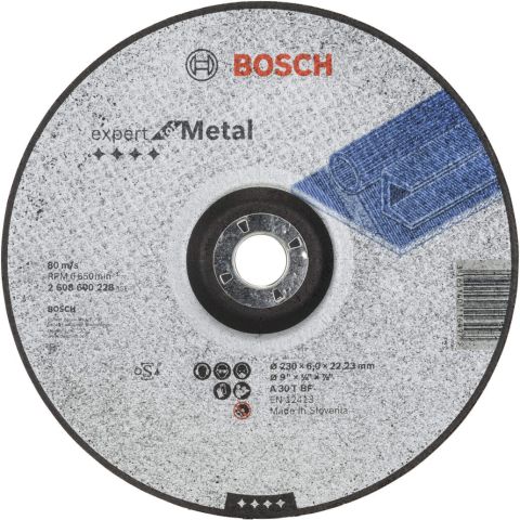 Bosch brusna ploča ispupčena Expert for Metal A 30 T BF, 230 mm, 6,0 mm - 2608600228