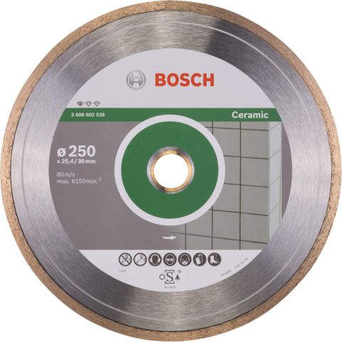 Bosch dijamantska rezna ploča Standard for Ceramic 250 x 30+25,40 x 1,6 x 7 mm - 2608602539