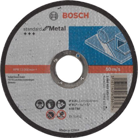 Bosch rezna ploča ravna Standard for Metal A 60 T BF, 115 mm, 22,23 mm, 1,6 mm - 2608603163