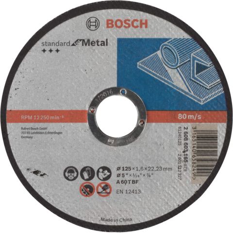 Bosch rezna ploča ravna Standard for Metal A 60 T BF, 125 mm, 22,23 mm, 1,6 mm - 2608603165