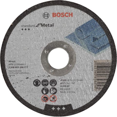 Bosch rezna ploča ravna Standard for Metal A 30 S BF, 125 mm, 22,23 mm, 2,5 mm - 2608603166