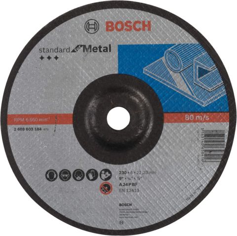 Bosch brusna ploča ispupčena Standard for Metal A 24 P BF, 230 mm, 22,23 mm, 6,0 mm - 2608603184