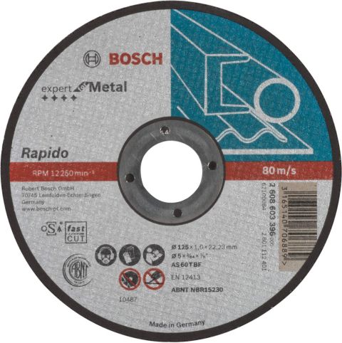 Bosch rezna ploča ravna Expert for Metal - Rapido AS 60 T BF, 125 mm, 1,0 mm - 2608603396