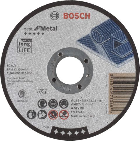 Bosch rezna ploča ravna Best for Metal A 46 V BF, 115 mm, 1,5 mm - 2608603516