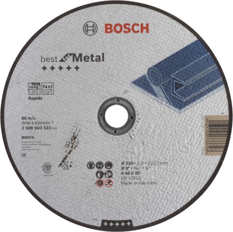 Bosch rezna ploča ravna Best for Metal - Rapido A 46 V BF, 230 mm, 1,9 mm - 2608603522