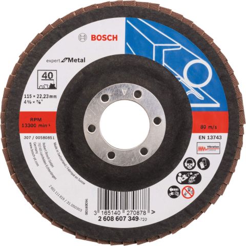 Bosch lamelni brusni disk X551, Expert for Metal, prečnik 115 mm; granulacija 40, kolenasti - 2608607349