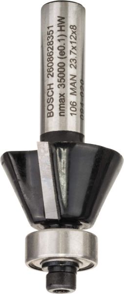 Bosch glodalo za skošavanje ivica / glodalo za glodanje uz površinu 8 mm, D1 23,7 mm, B 5,5 mm, L 12 mm, G 54 mm, 25° - 2608628351
