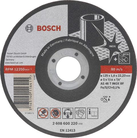 Bosch rezna ploča ravna Best for Inox - Rapido Long Life AS 60 V BF 41, 115 mm, 22,23 mm, 1,0 mm - 2608602220