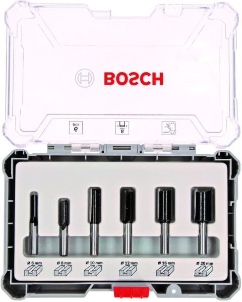 Bosch komplet ravnih glodala, 6 komada, prihvat od 8 mm - 2607017466