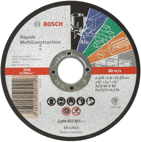 Bosch rezna ploča ravna Rapido Multi Construction ACS 46 V BF, 125 mm, 1,6 mm - 2608602383
