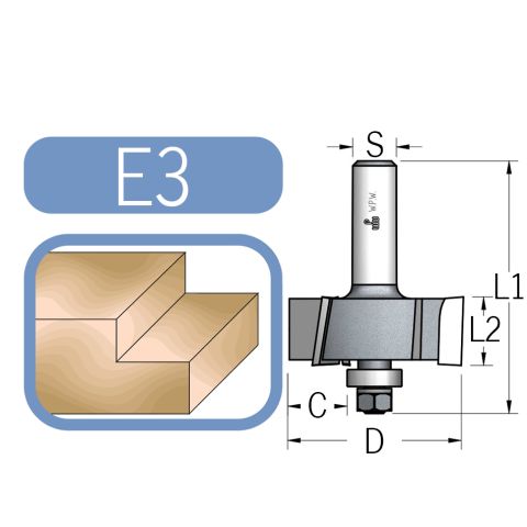 Glodalo za falc širine 3,2mm, radna dužina 12,5mm, prihvat 6mm (3 sečiva) WPW E320323