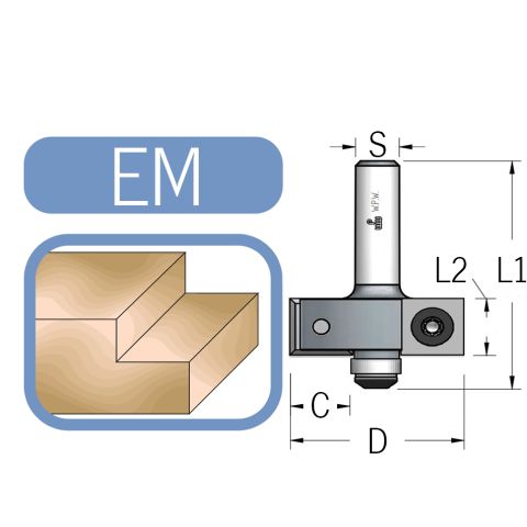 Glodalo za falc sa izmenljivim pločicama, falc širine 12,7mm, radna dužina 12mm, prihvat 8mm