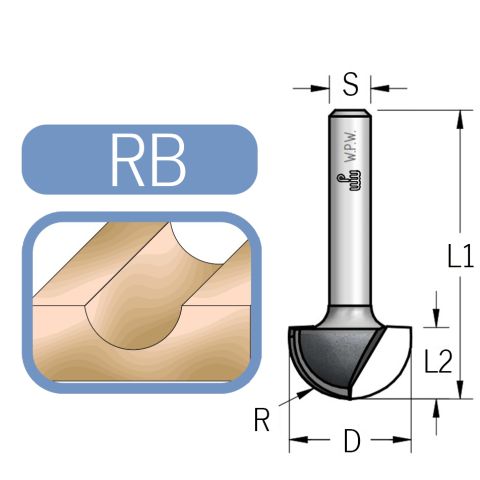 Loptasto glodalo za oble žljebove širina 22,2mm, radijus 11,1mm, prihvat 8mm