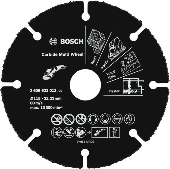 Bosch rezna ploča za drvo, plastiku i gips, tvrdi metal Multi Wheel 115mm; 1 mm; 22,23 mm - 2608623012