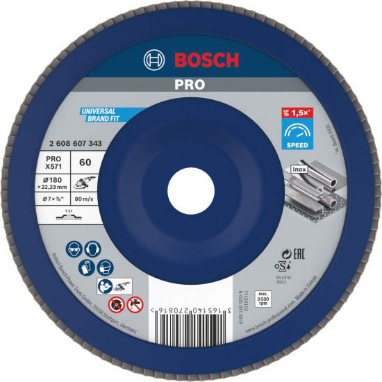 Bosch PRO X571 flap disk 180 mm G60 ravni T27 plastika oSa (2608607343)