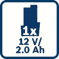 1 x 2,0 Ah kapacitet baterije Bosch GBA 12V 2,0 Ah 1 x 2,0 Ah kapacitet baterije Bosch GBA 12V 2,0 Ah