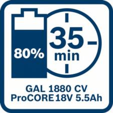 GAL 1880 CV punjač puni do 80% bateriju ProCORE 18V 5,5Ah za 35 minuta